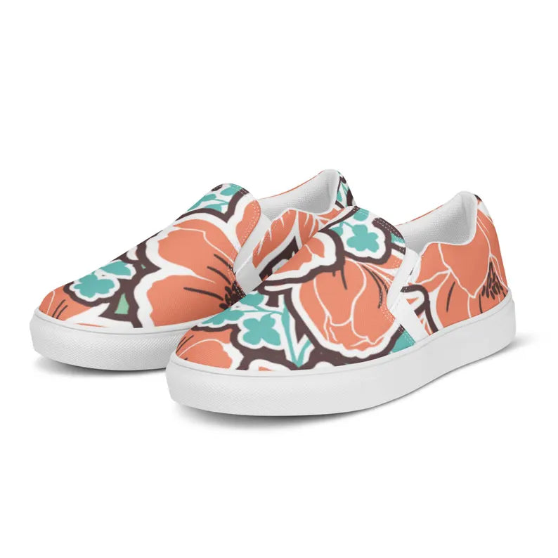 Floral Flower Plant Nature Summer Spring Fall Concert Event Cute Women’s slip-on canvas shoes