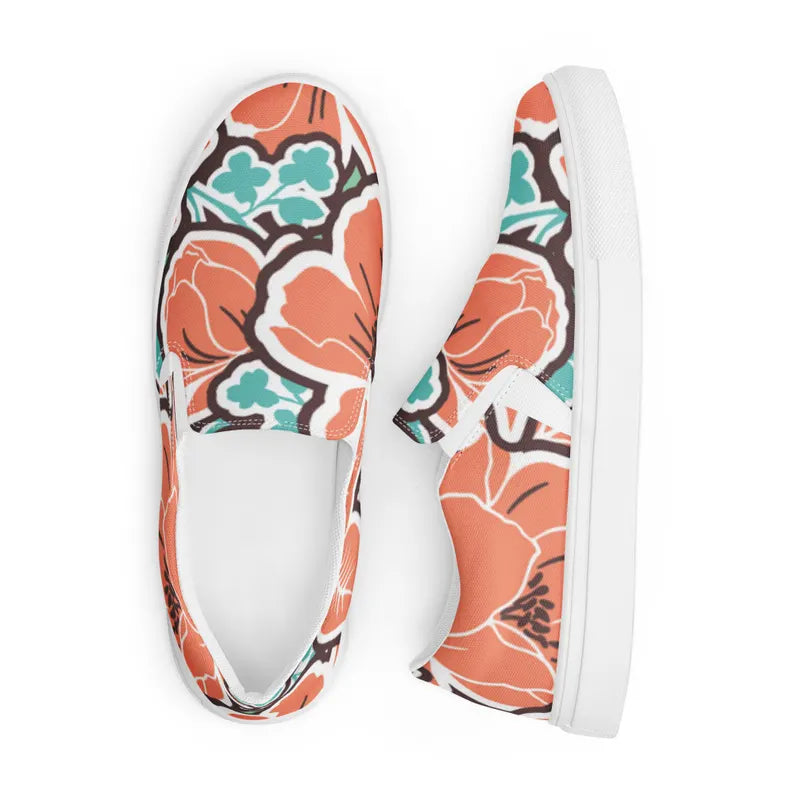 Floral Flower Plant Nature Summer Spring Fall Concert Event Cute Women’s slip-on canvas shoes