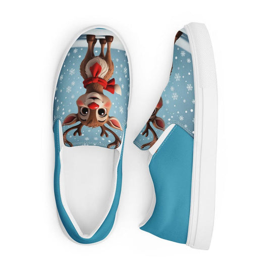 Rudolph The Red Nose Reindeer Merry Christmas Party Event Women’s slip-on canvas shoes!