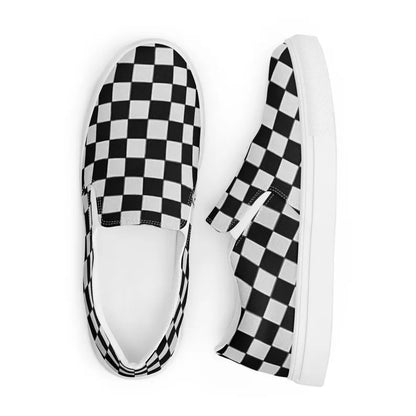 Checkered Van Style Square Black and White Women’s slip-on canvas shoes